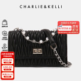 CHARLIE&KELLI CK品牌包包女包奢侈品牌2025新款送女友生日礼物菱格链条包斜挎 黑色【京仓配送 赠礼袋+贺卡】