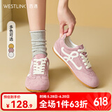 西遇平底德训鞋女2025新款春夏超火美式复古粉色板鞋轻便休闲鞋 粉色 35 (225)