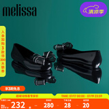 Melissa（梅丽莎）新品蝴蝶结圆头平底时尚简约休闲通勤女士单鞋子33633 黑色/银色 36