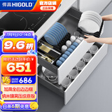 悍高（HIGOLD） 厨房橱柜拉篮碗架抽屉式碗篮加厚304不锈钢底板调味篮双层碗碟篮 700柜体2层-L3.0系列蜂窝纹套装