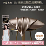 水星家纺枕套真丝枕套100%桑蚕丝枕头套19姆米真丝枕芯套单只装48x74cm咖