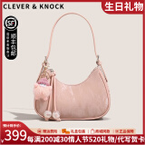 CLEVER KNOCK官网CK包包女包轻奢女士月牙包腋下单肩斜跨包百搭情人节520礼物 粉色【送女友送老婆送妈妈】