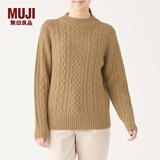 无印良品 MUJI 女式 阿兰图案 高领毛衣 长袖针织衫女款冬季W9AA874 驼色 M (160/84A)