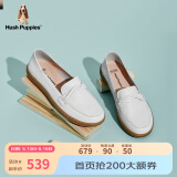 暇步士（Hush Puppies）皮鞋女士平底休闲一脚蹬英伦乐福鞋B2I08AA1 白色 39