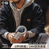 马登工装星际穿越底特律猎装夹克男春季J001美式帆布巴恩风翻领外套 黑色 XL