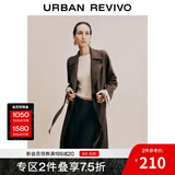 UR秋冬新款女装老钱风气质腰带中长款大衣外套UWM140028 深咖棕 XS