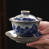 西多米盖碗套装功夫茶具三才茶碗景德镇陶瓷茶杯防烫父亲生日礼物教师节