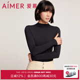 爱慕上衣女士21AW随心恋曲莫代尔小高领长袖上衣打底保暖AM726891 黑色400 165
