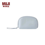 无印良品（MUJI） 聚酯纤维化妆包 收纳包便携式 小化妆包 洗漱包收纳袋 居家旅行 宽口/13*9*4cm/水蓝色