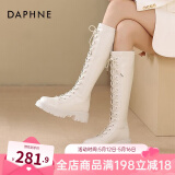 达芙妮官方长筒靴女靴秋冬2024新款骑士靴女弹力高筒靴显瘦百搭长靴女 白色【升级推荐】 38