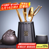 唐丰 茶道六君子茶具套装家用茶道配件陶瓷功夫茶勺茶夹茶针茶盘摆件 天福茶道+黄铜5+大肚金蟾+禅定杯