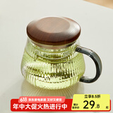 忆壶茶（YIHUTEA） 茶杯玻璃杯茶水分离泡茶杯 带过滤花茶杯 家用耐热装开水杯子 【竖纹加厚】楠初杯400ML