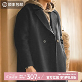 马登工装 美式复古重磅羊毛呢子大衣中长款加厚防风保暖休闲外套男冬 炭黑色 XL (180)