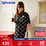 FILA FUSION 斐乐潮牌女子针织连衣裙夏新款宽松潮流运动裙子 深黑-BK（宽松版） S 160/80A