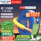 正泰（CHNT）阻燃电线BV2.5/4/6平方单股铜芯电线 电缆线国标电源线家用铜芯线 双色地线BV2.5  100米