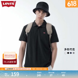 Levi's李维斯情侣同款美式复古潮流休闲商务宽松翻领短袖polo衫 黑色0005 S