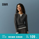 森马（Semir）森马毛衣女短款假两件含羊毛针织衫24冬新款保暖内搭109724107015