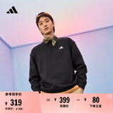 adidas情侣款休闲宽松抓绒圆领长袖卫衣套头衫男女阿迪达斯轻运动   黑色/白   3XS