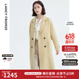 朗姿纯羊毛中长款双面呢流行时尚高级感大衣春冬新款法式毛呢外套 雾黄色 170/88A/XL