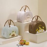 柯良惠子保温餐包饭盒袋 可爱卡通手提便当包户外郊游旅行野餐包 浅绿