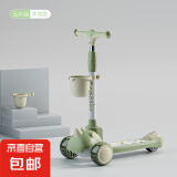 【全网热销】儿童滑板车折叠款1-3-6-12岁可坐可骑踏板滑滑溜溜车 绿色+悍马闪光轮+音乐灯光
