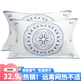 洁丽雅枕巾纯棉一对装学生家用儿童盖巾情侣全棉纱布防滑不易脱落枕巾 太阳神-兰色(一对53*76cm)