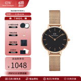 丹尼尔惠灵顿（DanielWellington）dw手表女 简约时尚欧美腕表石英女士手表 生日礼物送女友 28mm女表-黑盘玫瑰金钢带/DW217