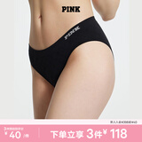 维多利亚的秘密（Victoria's Secret）PINK 夏季舒适无痕3A抗菌抑菌LOGO中腰包臀内裤三角裤女 2ZUO黑色-格纹款 11255733 1条 S