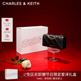 CHARLES&KEITH质感菱格链条小方钱包女包包女包生日礼物520礼物CK6-10680924 Black黑色 XS