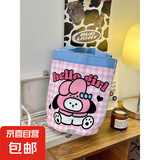 可爱插画手提包妈咪便当包袋拎包童趣涂鸦帆布包 格子兔子