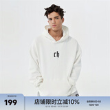 CHINISMCH字母印花连帽卫衣男潮牌美式宽松上衣重磅情侣帽衫 本白色 S（推荐 100-120斤）