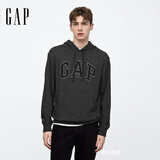 GAP男女装春季款贴布绣logo连帽衫卫衣经典上衣美版 炭灰色 868453 S 美码 M亚洲码175/92A