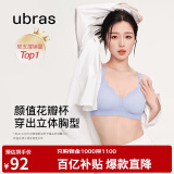 ubras花瓣杯软支撑文胸罩细肩带女士内衣女无钢圈聚拢奶盐蓝-背心M