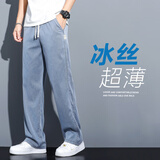 MAYBEYOND莱赛尔牛仔裤男秋冬季宽松阔腿休闲直筒裤天丝男裤MA13蓝色XL