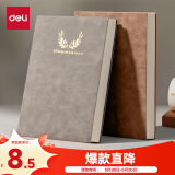 得力（deli）A5羊巴皮笔记本皮面本记事本子时尚印花系列120张BP103(灰）