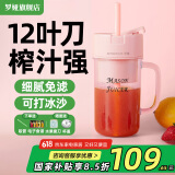 罗娅 16叶刀头榨汁机便携式榨汁杯小型多功能果汁杯果汁机水果机电动随行杯秒碎冰多功能搅拌杯梅森杯 12刀少女粉340ml含吸管【晒图领水果刀】
