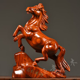 渔者读木黄花梨实木雕刻马摆件生肖马到成功中式家居办公室工艺品马年送礼 花梨整木雕刻高15cm不刻字
