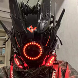 爱车乐（AiChele）赛博朋克面具diy科技感高颜值发光头盔机械面罩高级高达炫酷帅气 红双翼+侧灯+管发+头套