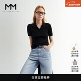 麦檬万件爆款MM口碑原创桑蚕丝凉感针织上衣短袖春夏淡人穿搭 POLO领-短袖-黑色5G4930281 M （100-115斤）