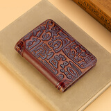 WILLIAMPOLO英皇保罗钱包男短款皮夹牛皮驾驶证套时尚钱夹多卡位证件包卡包 棕色三折-驾驶证/11卡位 礼盒装