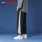 NASA BASE休闲裤男春秋夏季新款青少年潮流运动束脚九分裤宽松直筒阔腿裤子 3072黑色  XL （建议120-150斤）