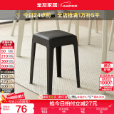 全友家居小方凳子可叠放家用结实耐用软包高脚移动塑料板凳DX115080 黑色|软垫凳*2