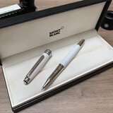 万宝龙MONTBLANC钢笔勃朗女士白色签字笔墨水宝珠笔商送礼定制刻字礼盒 镀铂金签字笔(赠笔芯)