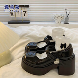 逸兰朵粗跟厚底玛丽珍女鞋法式单鞋女秋冬2025新款百搭jk鞋配裙子小皮鞋 黑色【升级款】 37 (235mm)