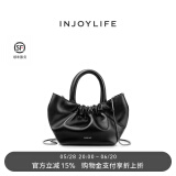 INJOYLIFE褶皱云朵包小手提包小众百搭羊皮链条包单肩斜挎包可爱女包 白色