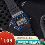 卡西欧（CASIO）男表小方块电子表 运动手表学生手表 多功能防水男士手表 经典小方块蓝圈F-91W-1