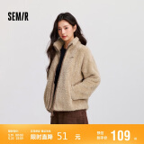 森马（Semir）外套女插肩袖珊瑚绒仿羊羔毛2024冬季立领宽松夹克109724108003