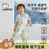 威尔贝鲁（WELLBER）婴儿睡袋1-3岁宝宝前2后2竹棉纱布分腿睡衣儿童夏季 熊猫贴贴M