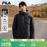 FILA 斐乐官方男士羽绒服冬季新品时尚休闲保暖连帽轻薄长袖上衣 正黑色-BK M 170/92A
