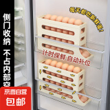京东物流 滚动鸡蛋收纳盒冰箱用侧门放鸡蛋盒装鸡蛋架托专用保鲜 2个-能存60枚大号蛋